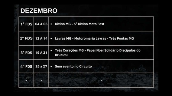 Eventos do mês de Dezembro de 2026